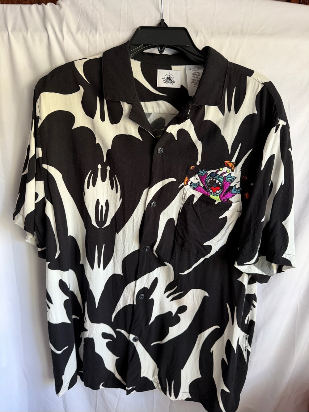 Disney Parks Halloween 2024 Stitch Woven Camp Shirt Button Down Large